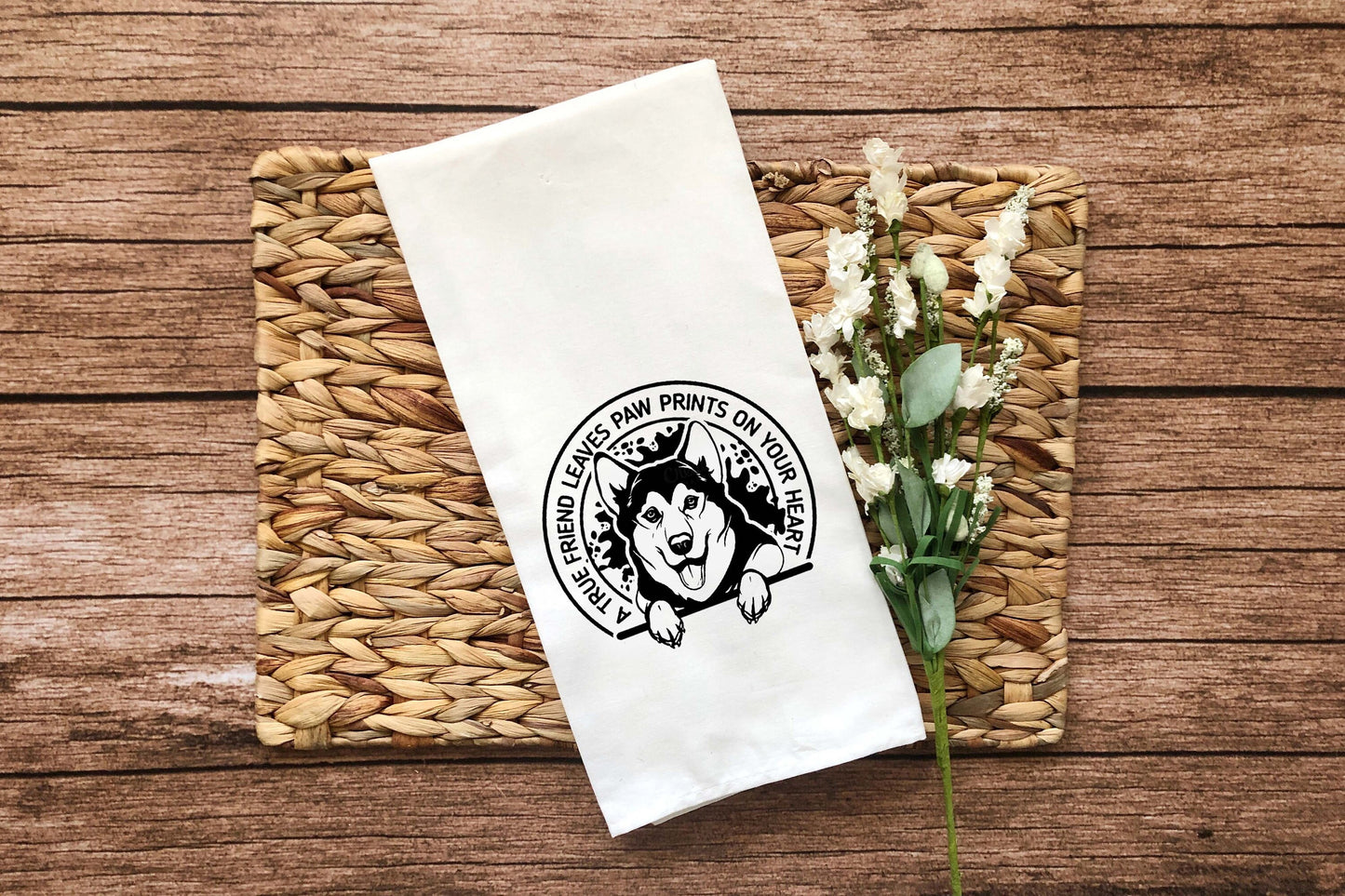 Set of 3 Alaskan Malmute Flour Sack Kitchen Towels Funny Dog Lover Hand Tea Dish Towels Birthday Housewarming Christmas Gift for Women Men