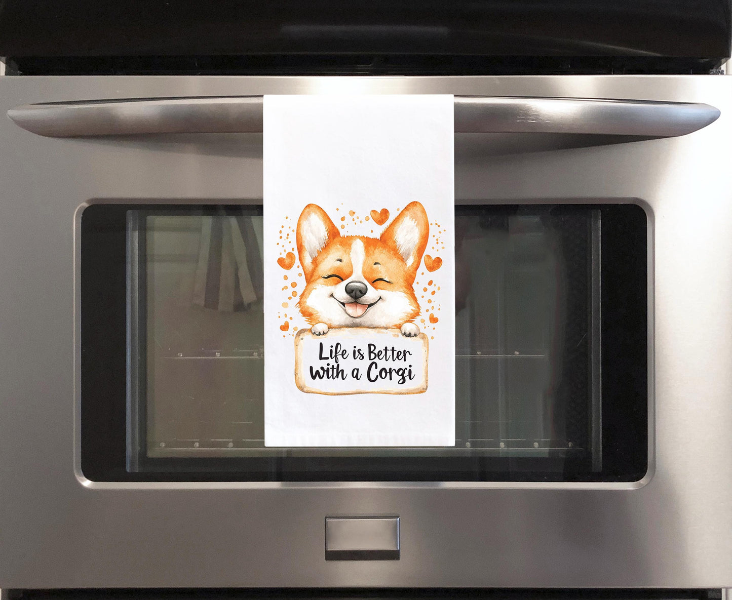 Life Is Better with a Corgi Flour Sack Kitchen Towel Funny Peeking Dog Lover Dish Cloth Hostess Birthday Christmas Gift