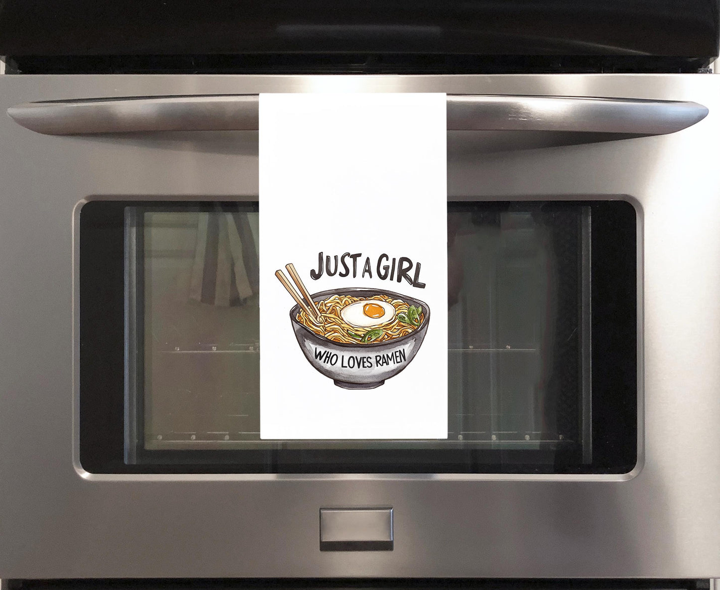 Just a Girl Who Loves Ramen 100% Cotton Flour Sack Kitchen Towel, Birthday Mother's Day Christmas Valentine's Day Gift Idea