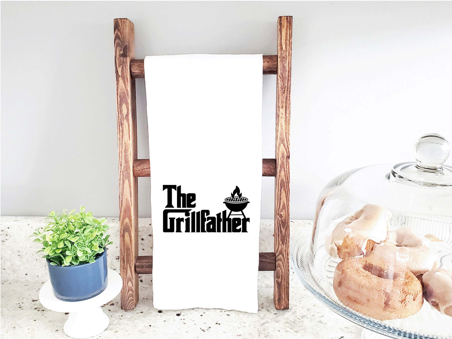 The Grillfather Funny Grilling Kitchen Towel for Men Who Love BBQ Grill Cook Birthday Father's Day Christmas Gift Idea for Men Dad Husband