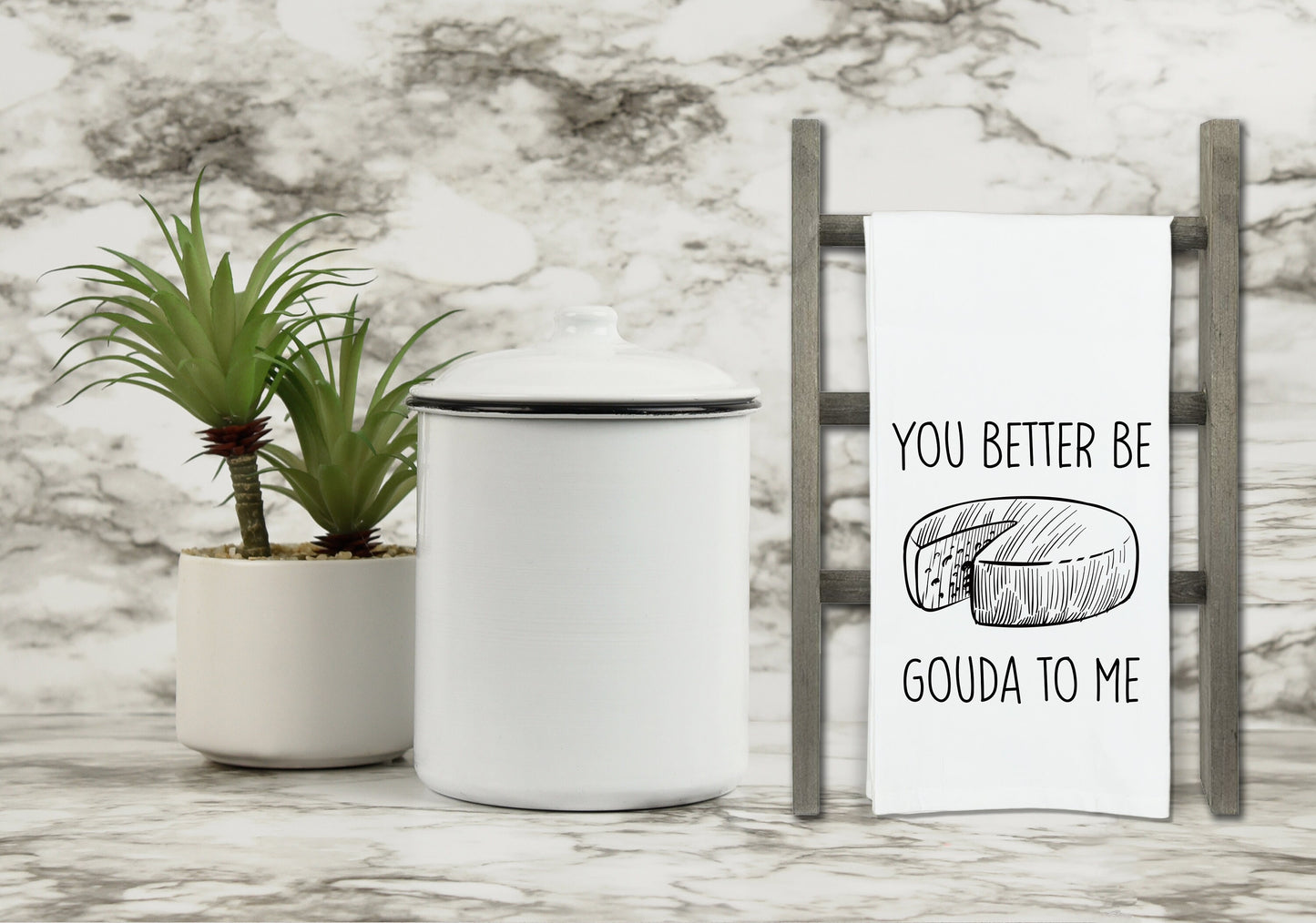 You Better Be Gouda to Me Flour Sack Kitchen Towel with Hanging Loop Funny Tea Towel Housewarming Hostess Mothers Day Cheese Lover Gift