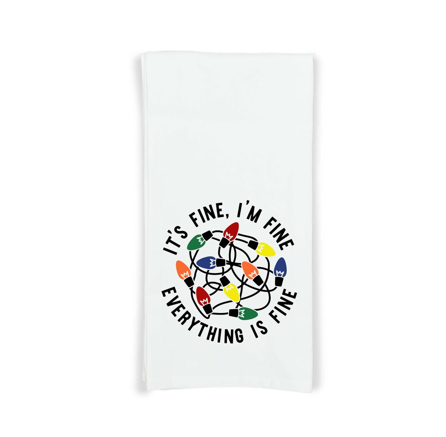 It's Fine I'm Fine Everything Is Fine Funny Tangled Christmas Lights Tea Towel Cute Flour Sack Kitchen Towel Home Decor for Men Women