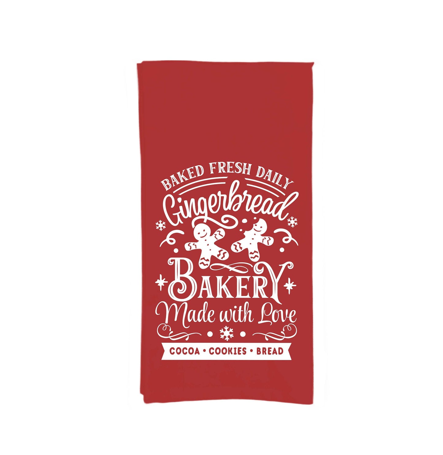 Baked Fresh Daily Gingerbread Bakery Christmas Red and White Hand Towel Flour Sack Kitchen Holiday Home Decor for Men Women