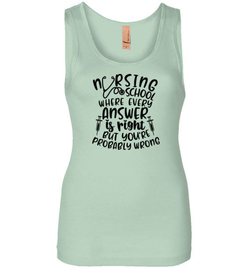 Nursing School Where Every Answer Is Right But You're Probably Wrong Tank Top