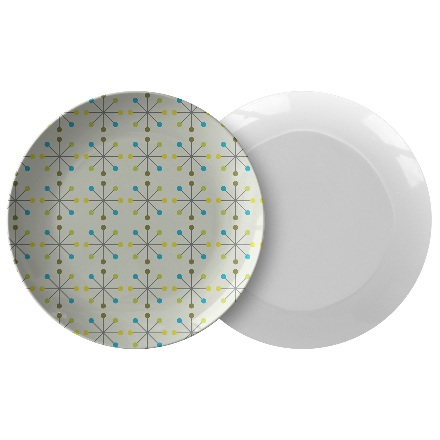 Mid Century Modern Plates | Green Yellow Teal Blue Home Kitchen Decor