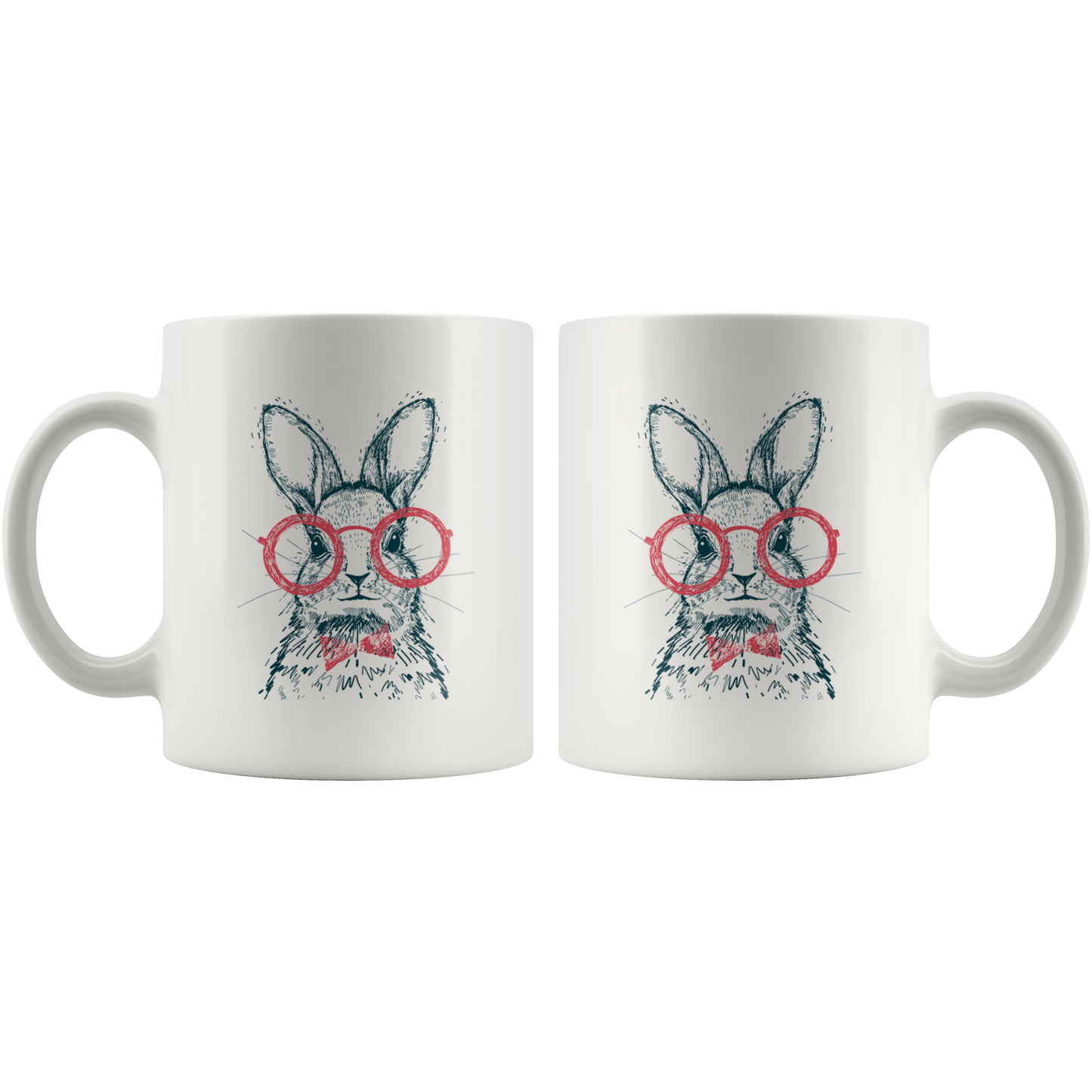 Hipster Bunny with Red Glasses Mug
