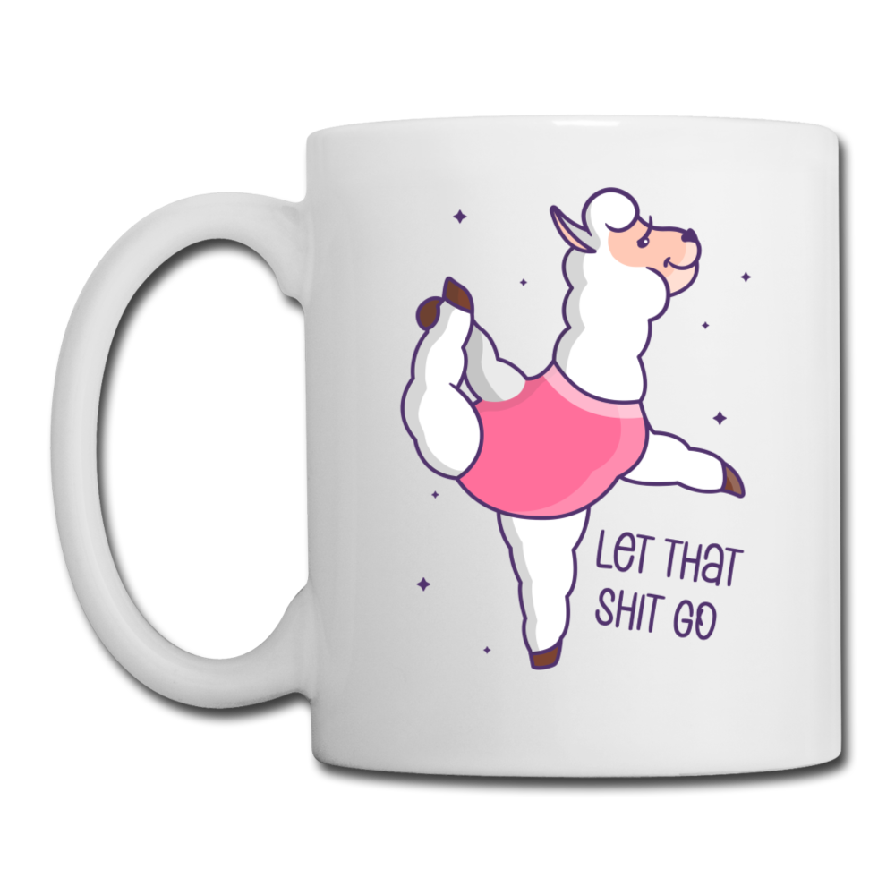 Let That Shit Go Llama Yoga Coffee/Tea Mug - white