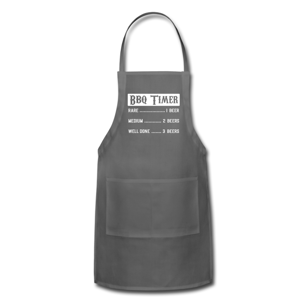 BBQ Timer Adjustable Apron with Pockets for Men and Women - charcoal