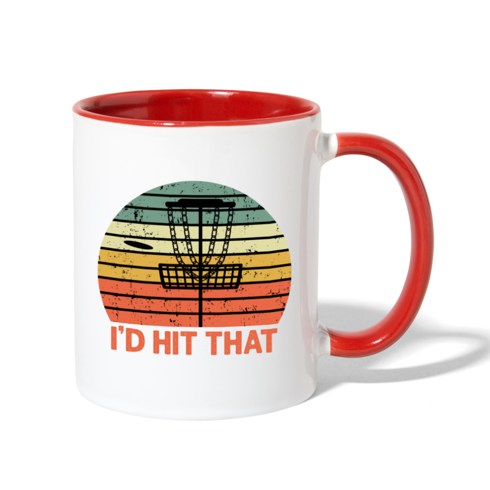 I'd Hit That Disc Golf Contrast Coffee Mug - white/red