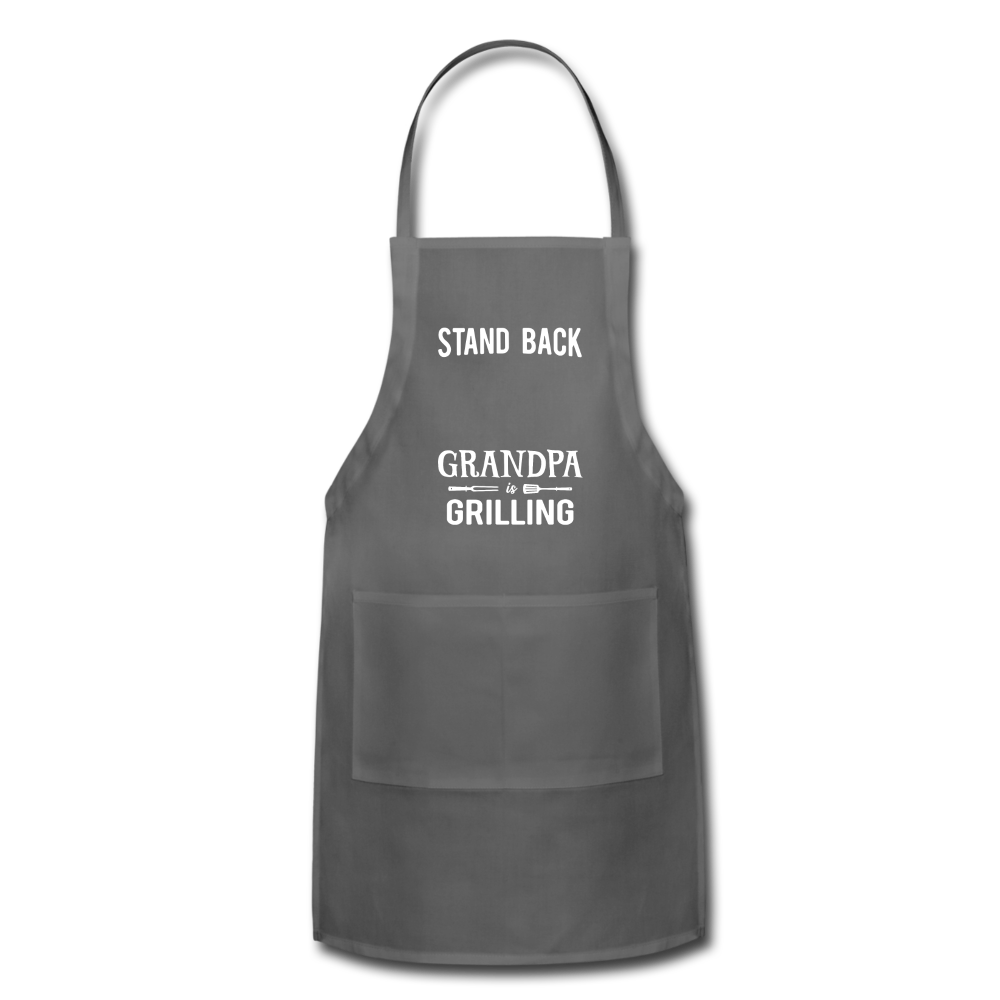 Stand Back Grandpa Is Grilling Blank Adjustable Apron - charcoal