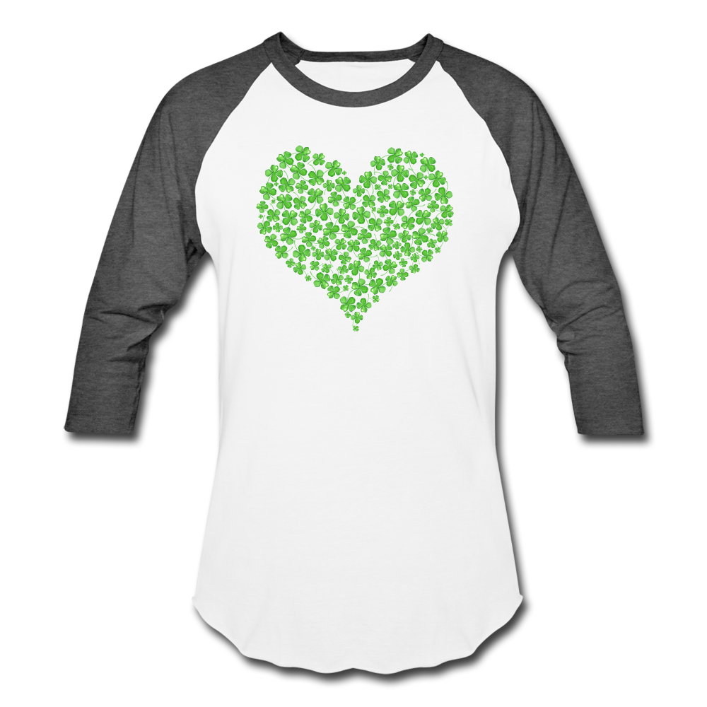 Shamrock Heart Baseball T-Shirt - white/charcoal