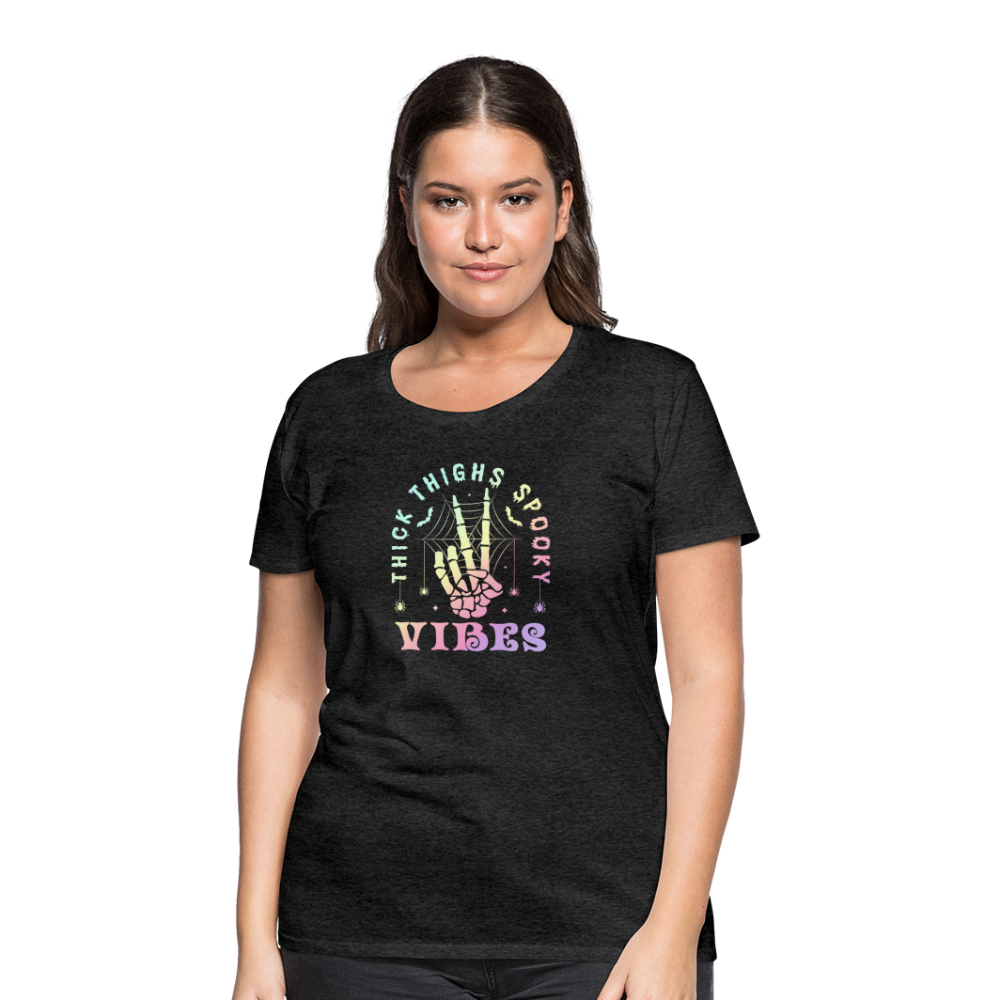 Thick Thighs Spooky Vibes Pastel Goth Women’s Premium T-Shirt - charcoal grey