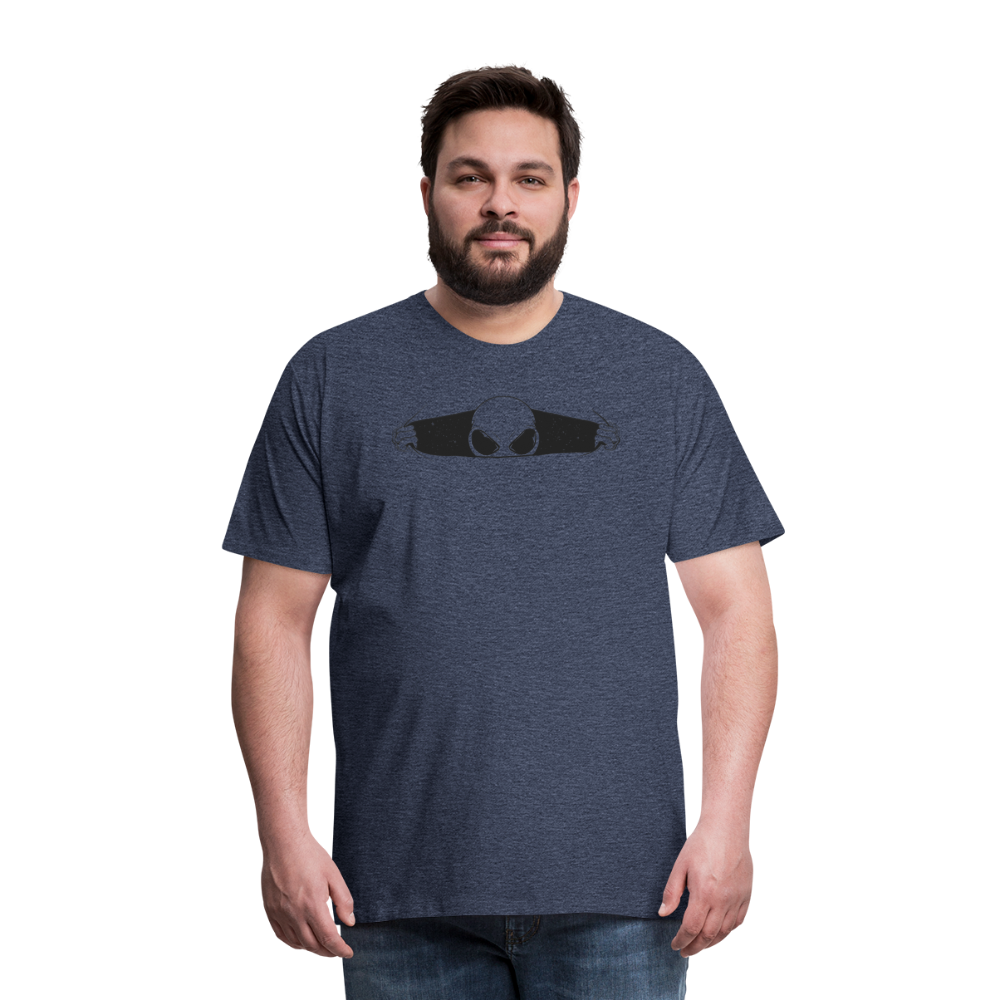 Peeking Grey Alien Men's Premium T-Shirt - heather blue