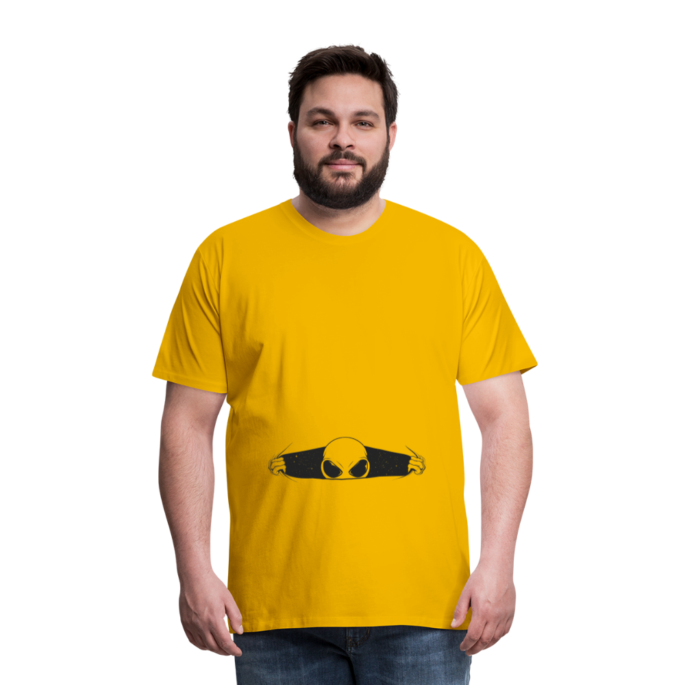 Alien Bursting Out of Stomach Men's Premium T-Shirt - sun yellow