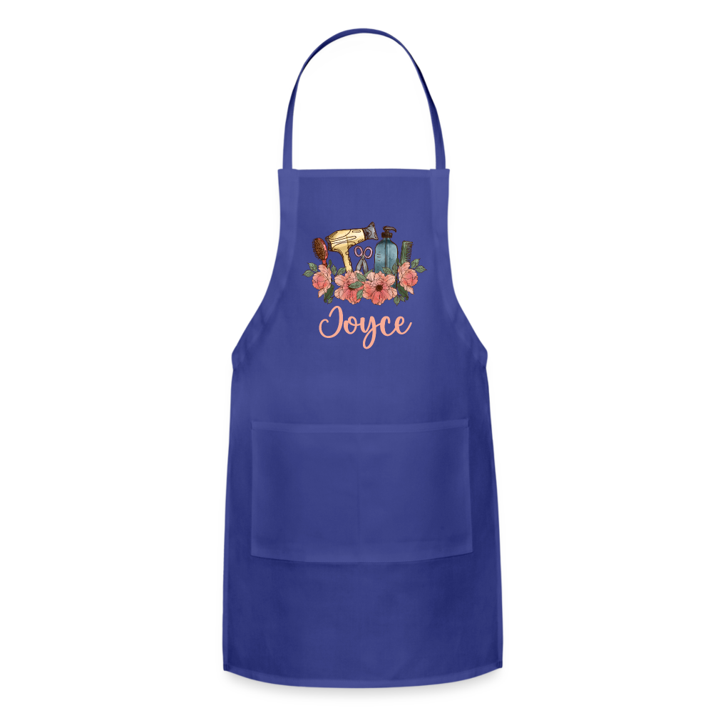 Joyce Floral Hair Stylist Adjustable Apron - royal blue