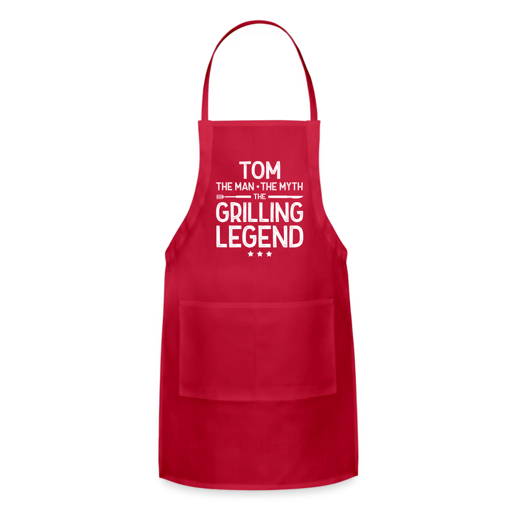 Tom the Man the Myth the Grilling Legend Adjustable Apron - red