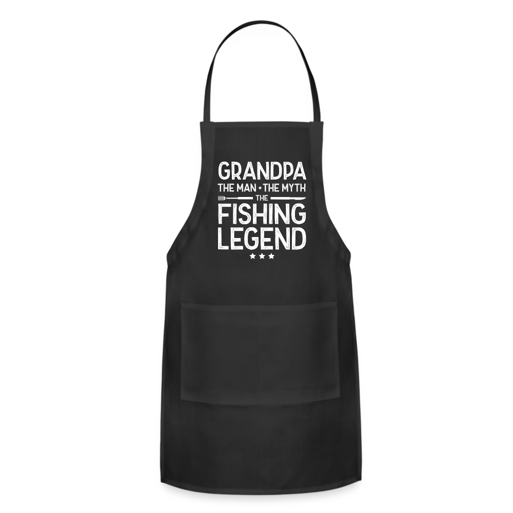 Grandpa the Man the Myth the Fishing Legend Adjustable Apron - black