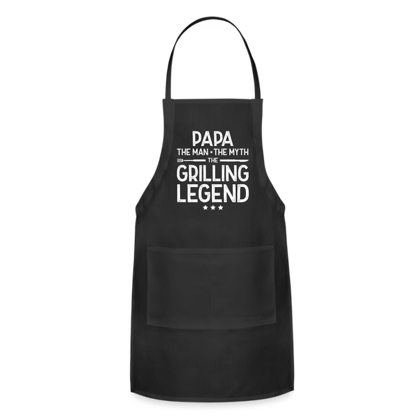 Papa the Man the Myth the Grilling Legend Adjustable Apron - black