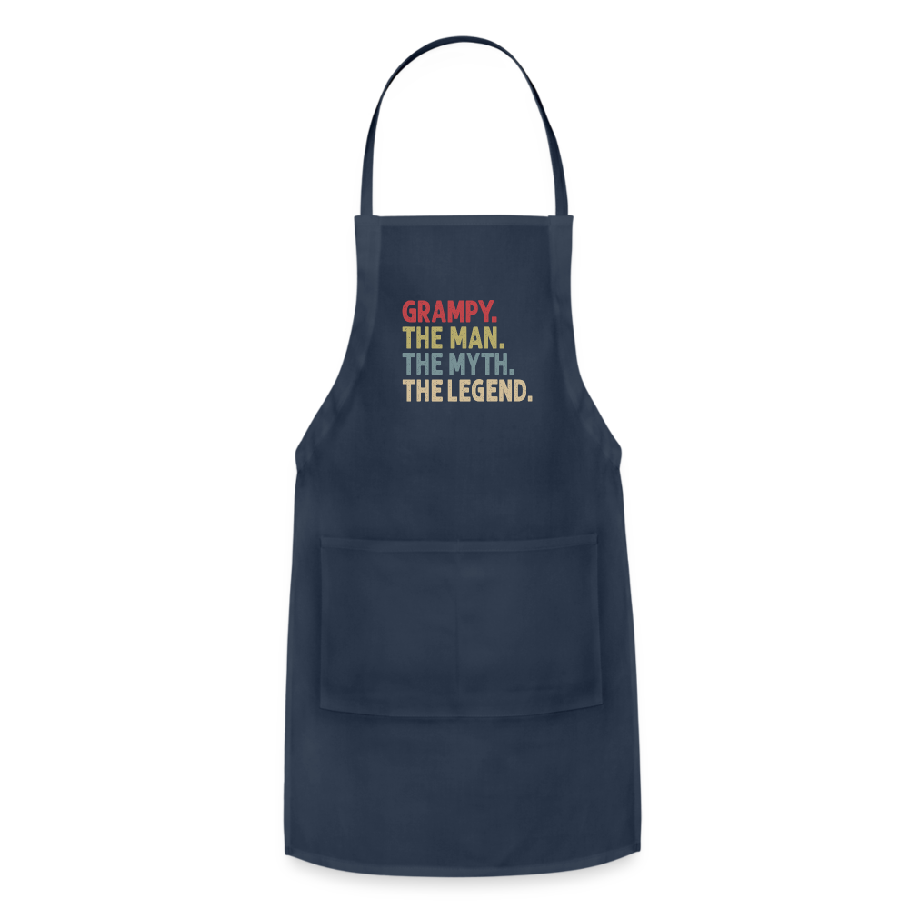 Grampy the Man the Myth the Legend Adjustable Apron - navy
