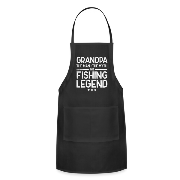 Grandpa the Man the Myth the Fishing Legend Adjustable Apron - black