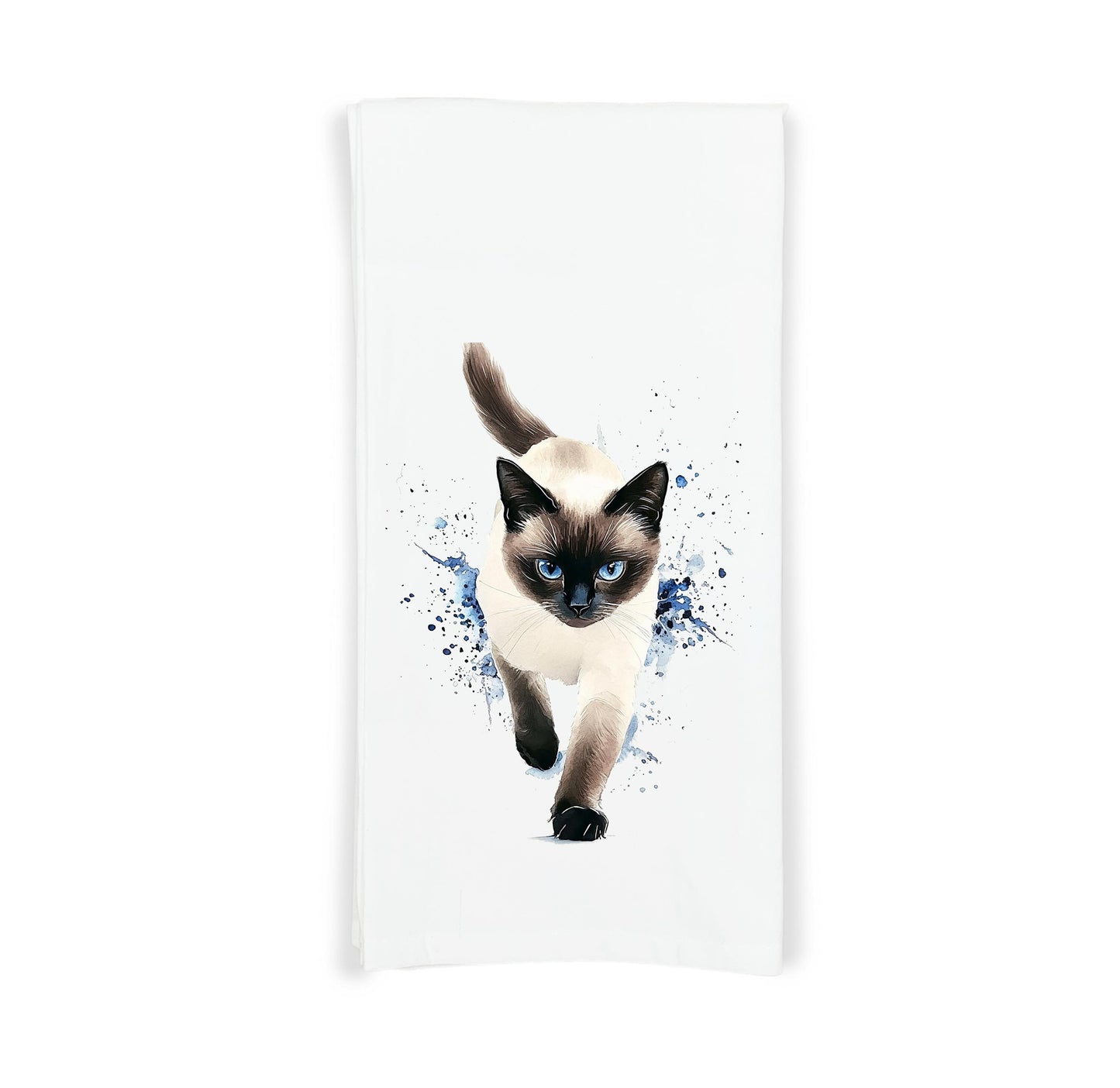 Siamese Cat Watercolor Flour Sack Kitchen Towel Housewarming Hostess Birthday Christmas Gift