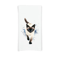 Siamese Cat Watercolor Flour Sack Kitchen Towel Housewarming Hostess Birthday Christmas Gift