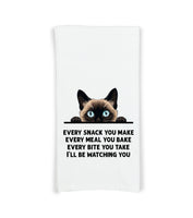Siamese Cat Every Snack You Make Flour Sack Kitchen Towel Funny Peeking Kitty Dish Cloth Housewarming Hostess Birthday Christmas Gift
