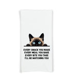 Siamese Cat Every Snack You Make Flour Sack Kitchen Towel Funny Peeking Kitty Dish Cloth Housewarming Hostess Birthday Christmas Gift