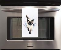 Siamese Cat Watercolor Flour Sack Kitchen Towel Housewarming Hostess Birthday Christmas Gift