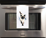 Siamese Cat Watercolor Flour Sack Kitchen Towel Housewarming Hostess Birthday Christmas Gift