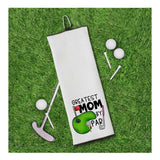 Set of 2 Golf Towels - Greatest Mom by Par - Every Day Is a Good Day for Golf - Tri-fold 100% Microfiber Waffle Weave with Clip for Women