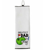 Greatest Dad By Par Tri-fold White Golf Towel with Clip 100% Microfiber Waffle Weave Gift Idea for Golfer Men Dad Husband