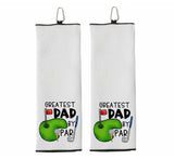 Greatest Dad By Par Tri-fold White Golf Towel with Clip 100% Microfiber Waffle Weave Gift Idea for Golfer Men Dad Husband