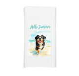 Bernese Mountain Dog Hello Summer Flour Sack Kitchen Towel Cute Berner Dog Birthday Christmas Gift Idea for Women Men Dog Lover Owner