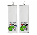 Greatest Mom by Par Tri-fold Golf Towel with Clip 100% Microfiber Waffle Weave Cute Gift Idea for Women Mom Daughter Girlfriend Best Friend