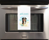 Bernese Mountain Dog Hello Summer Flour Sack Kitchen Towel Cute Berner Dog Birthday Christmas Gift Idea for Women Men Dog Lover Owner