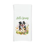 Bernese Mountain Dog Hello Spring Flour Sack Kitchen Towel Cute Berner Dog Birthday Christmas Gift Idea for Women Men Dog Lover Owner