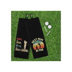 Papi the Man the Myth the Golf Legend and Best Papi by Par Set of 2 Tri-fold Golf Towel w/ Clip 100% Microfiber Waffle Weave Gift for Men