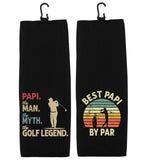 Papi the Man the Myth the Golf Legend and Best Papi by Par Set of 2 Tri-fold Golf Towel w/ Clip 100% Microfiber Waffle Weave Gift for Men
