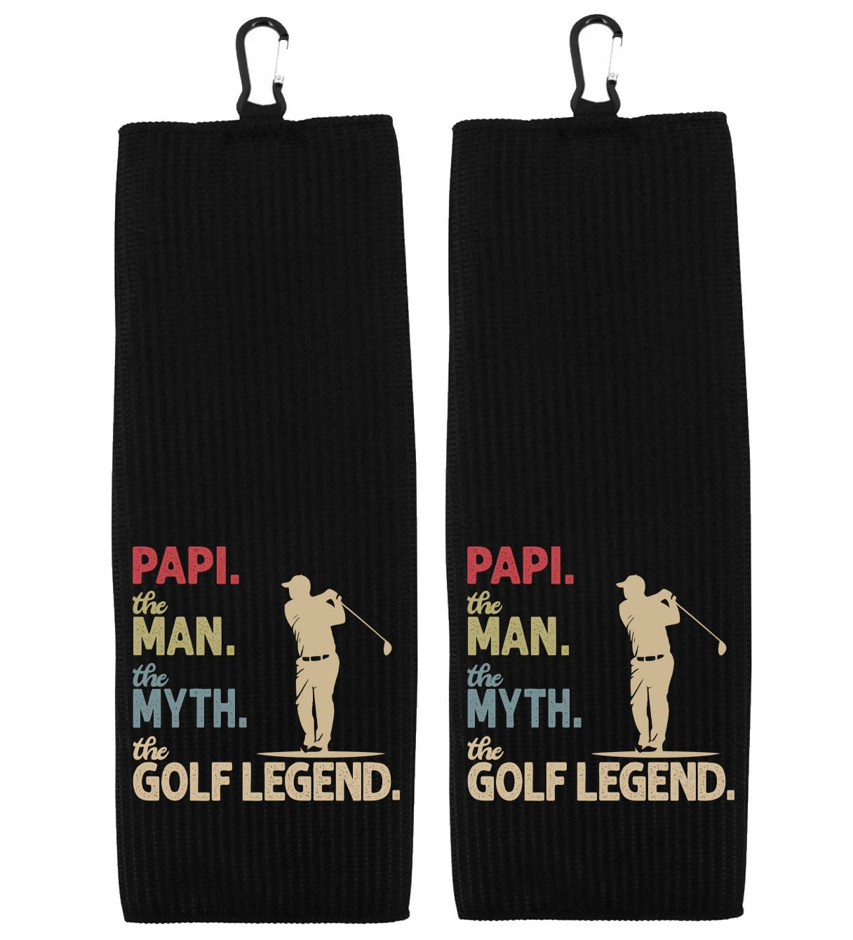 Papi the Man the Myth the Golf Legend Tri-fold Golf Towel with Clip 100% Microfiber Waffle Weave Gift Idea for Golfer Men Grandpa Dad