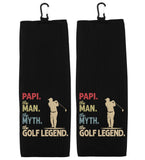 Papi the Man the Myth the Golf Legend Tri-fold Golf Towel with Clip 100% Microfiber Waffle Weave Gift Idea for Golfer Men Grandpa Dad