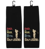 Dad the Man the Myth the Golf Legend Tri-fold Golf Towel with Clip 100% Microfiber Waffle Weave Gift Idea for Golfer Men Father Father's Day