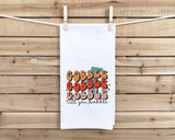 Set of 3 Thanksgiving Flour Sack Kitchen Towels Pies Before Guys Gobble Till You Wobble Turkey Gravy Casserole Housewarming Hostess Gift