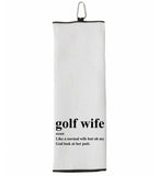 Golf Wife Like a Normal Wife But Oh My God Look at Her Putt Tri-fold Golf Towel with Clip 100% Microfiber Waffle Weave Black White Gift Idea