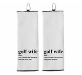 Golf Wife Like a Normal Wife But Oh My God Look at Her Putt Tri-fold Golf Towel with Clip 100% Microfiber Waffle Weave Black White Gift Idea