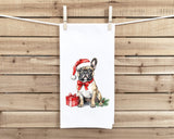 French Bulldog Christmas Flour Sack Kitchen Towel Frenchie Home Decor Hostess Birthday Xmas Gift