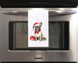 French Bulldog Christmas Flour Sack Kitchen Towel Frenchie Home Decor Hostess Birthday Xmas Gift