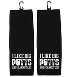 I Like Big Putts and I Cannot Lie Tri-fold Golf Towel with Clip 100% Microfiber Waffle Weave Black White Gift Idea for Golfer Men Women