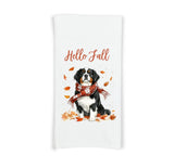 Bernese Mountain Dog Hello Fall Flour Sack Kitchen Towel Cute Berner Dog Autumn Birthday Christmas Gift Idea for Women Men Dog Lover Owner