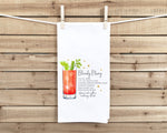 Bloody Mary Recipe Hand Towel with Hanging Loop - 100% Cotton Flour Sack Towels - Cute Bar Cart Towel - Hostess Birthday Mother's Day Gift
